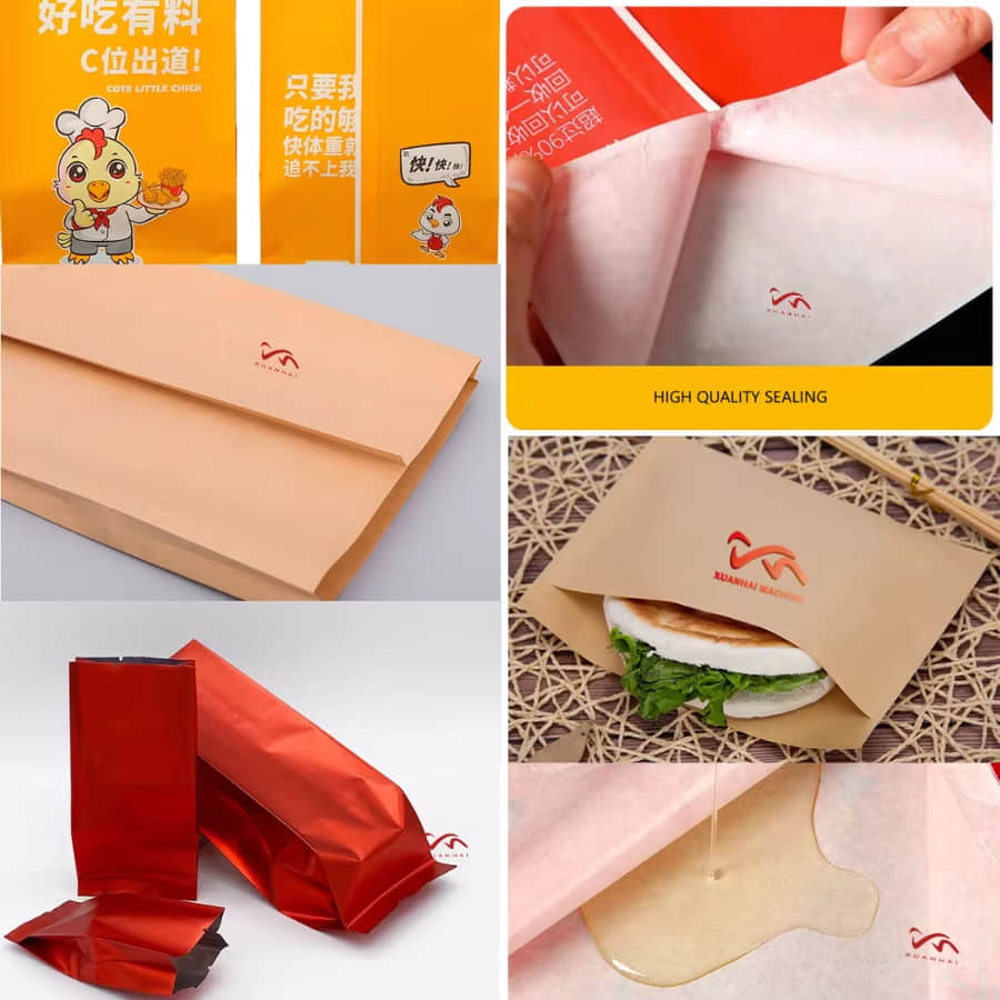 Máquina para fabricar bolsas con sellado central para laminación de bolsas alimentos y café MJ-350-B