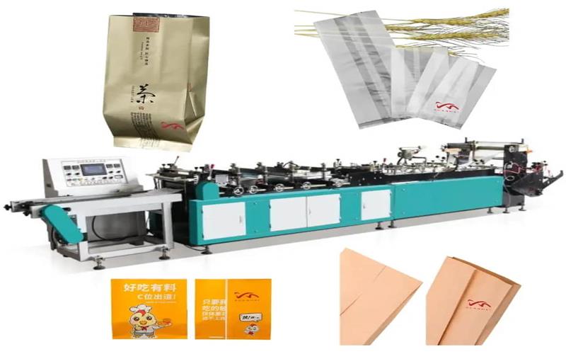 Máquina para fabricar bolsas con sellado central para laminación de bolsas alimentos y café MJ-350-B