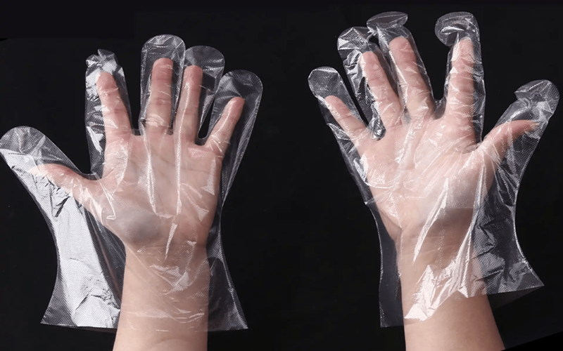 Máquina plegadora de guantes de plástico y envasadora con sellado por los cuatro lados (2 unidades)