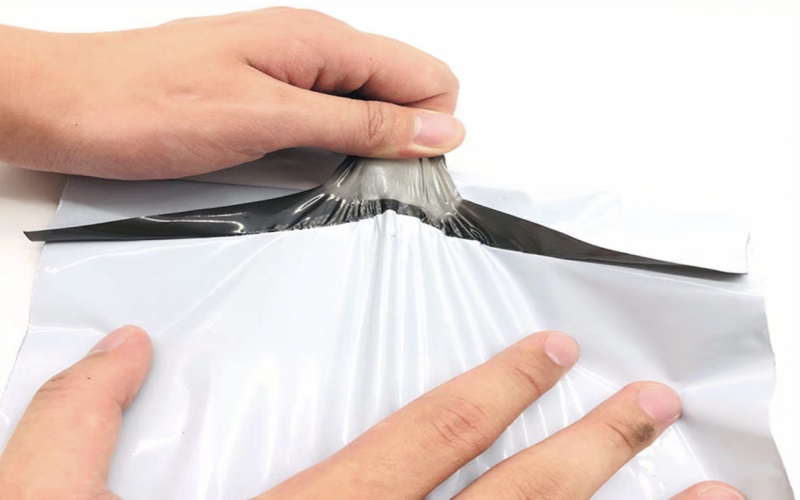 Máquina para fabricar bolsas compostables de PE Express de doble canal con cinta adhesiva