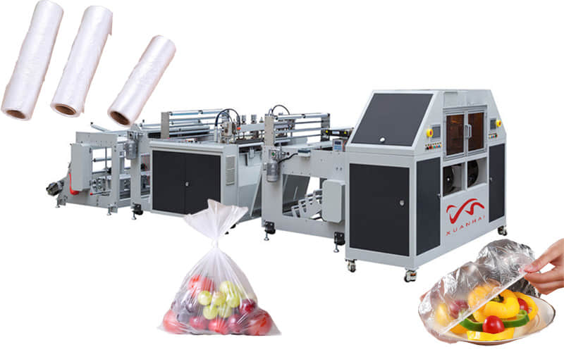 Máquina para fabricar bolsas planas de plástico de doble línea de 450 mm x 2 con núcleo de papel