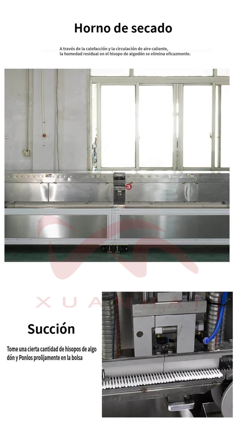Máquina integrada para la fabricación y el envasado de bastoncillos de algodón