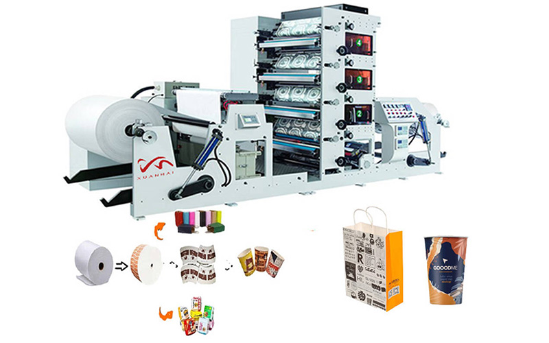 Máquina de impresión flexográfica industrial para bolsas y vasos de papel | Alta calidad